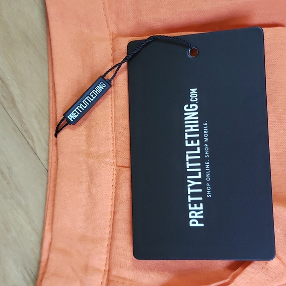 NWT Pretty Little Thing orange drape mini skirt - Picture 3 of 7